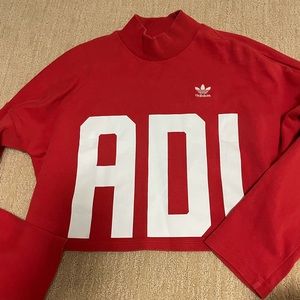 Adidas cropped crewneck red